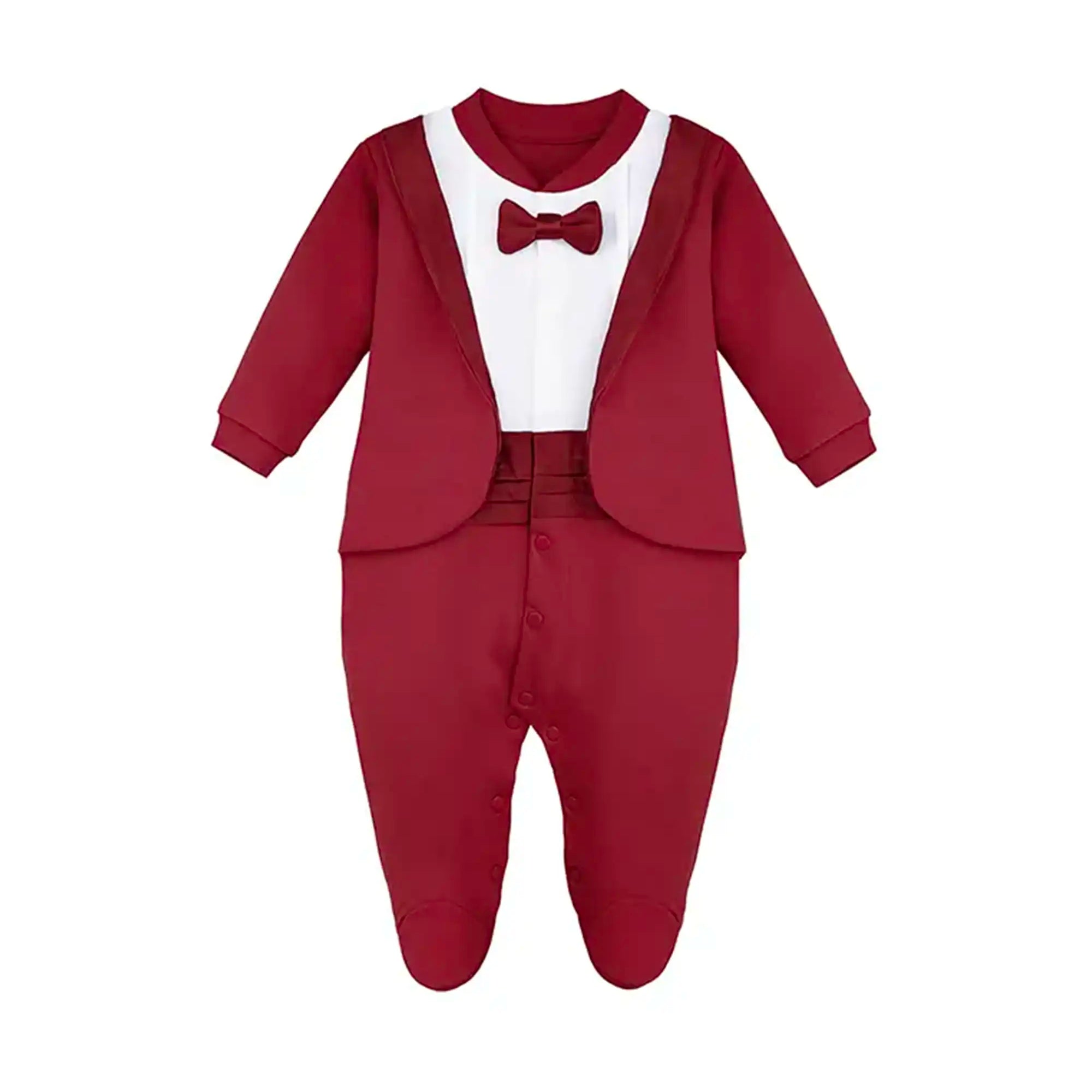 Baby Boy Footie Tuxedo Outfit with Bow Tie for Christmas Holidays - The Perfect Gentleman Look