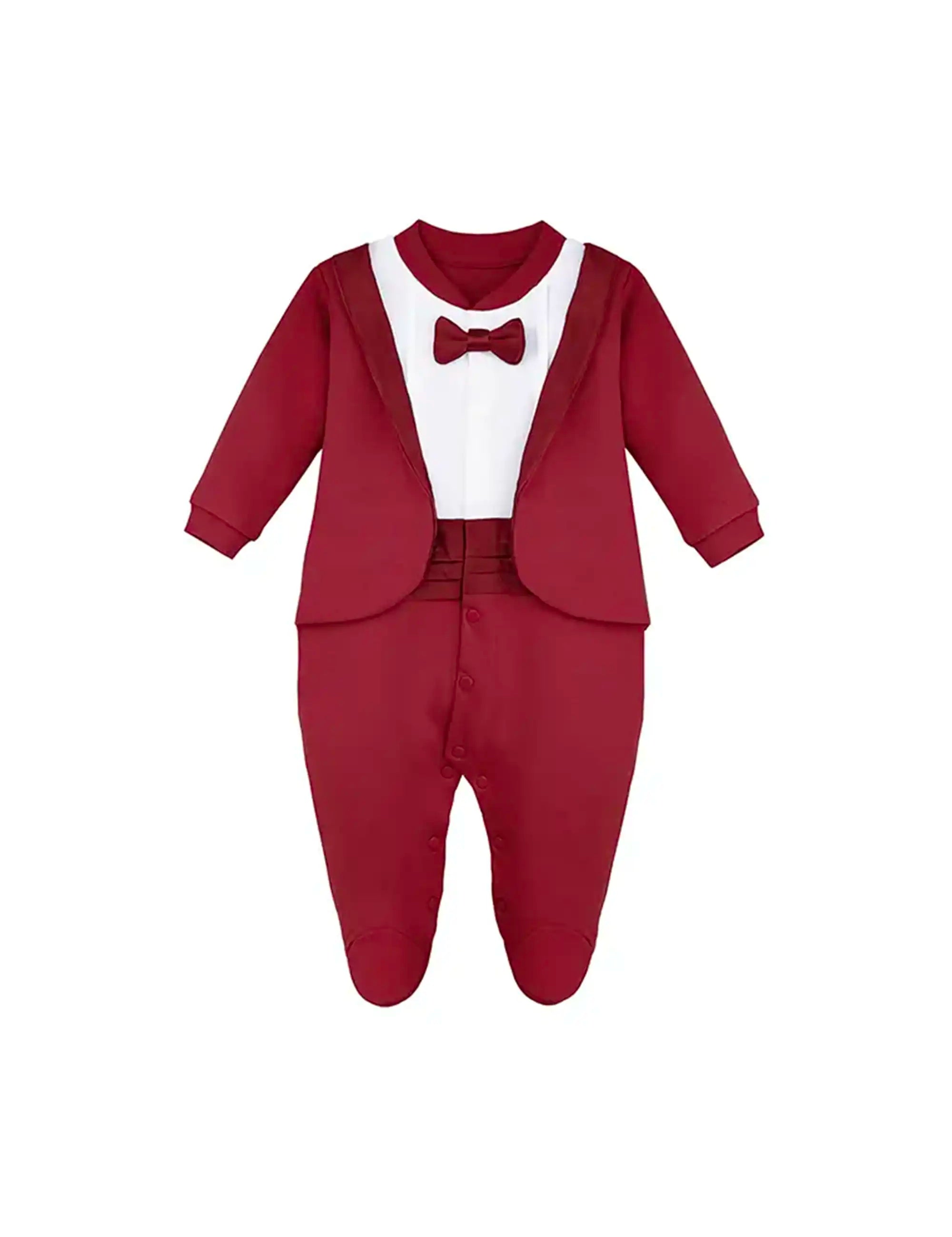 Baby Boy Footie Tuxedo Outfit with Bow Tie for Christmas Holidays - The Perfect Gentleman Look