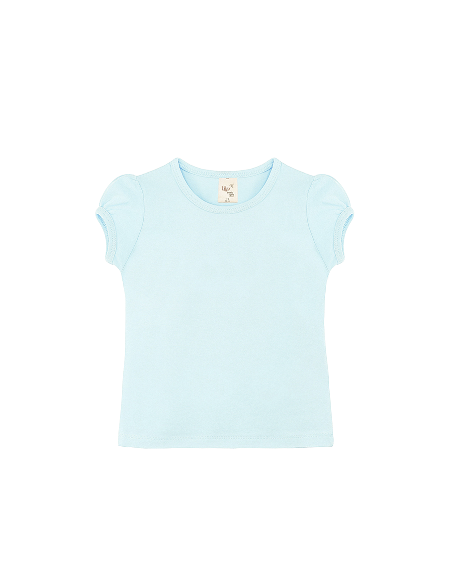 Big Girls Cotton Puff Sleeve Solid Crewneck T-Shirt