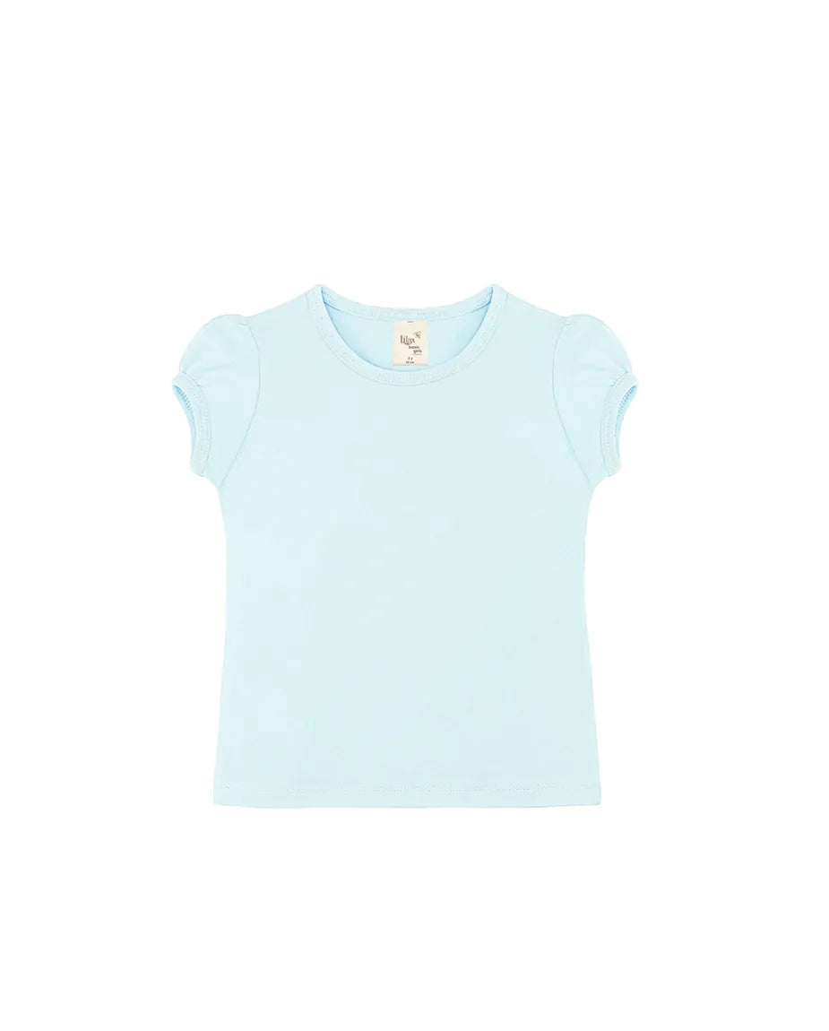 Big Girls Cotton Puff Sleeve Basic Crewneck T-Shirt