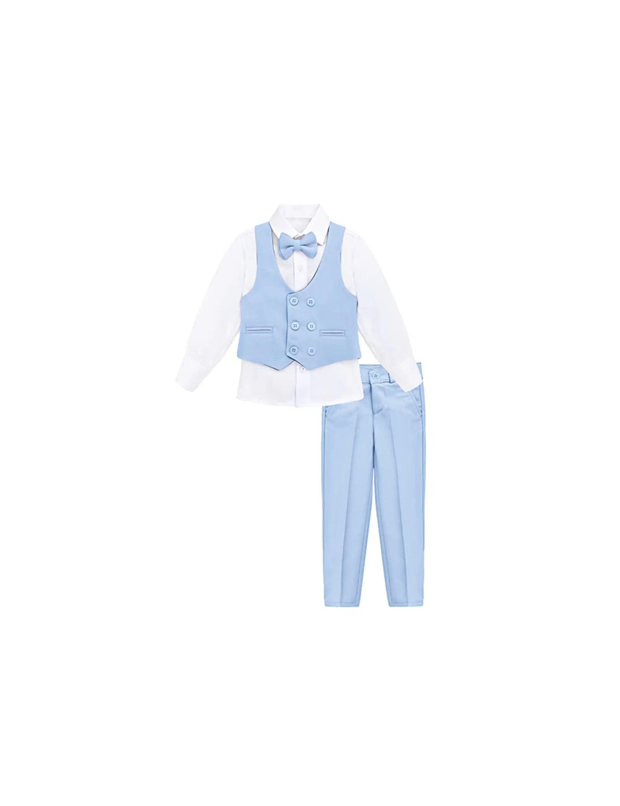 Little & Youth Boys Suit Set - Formal Suit Vest, White Dress Shirt, Dress Pants, and Bowtie - 4-Piece