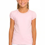 Girls' Basic Short Puff Sleeve Round Neck Cotton T-Shirt