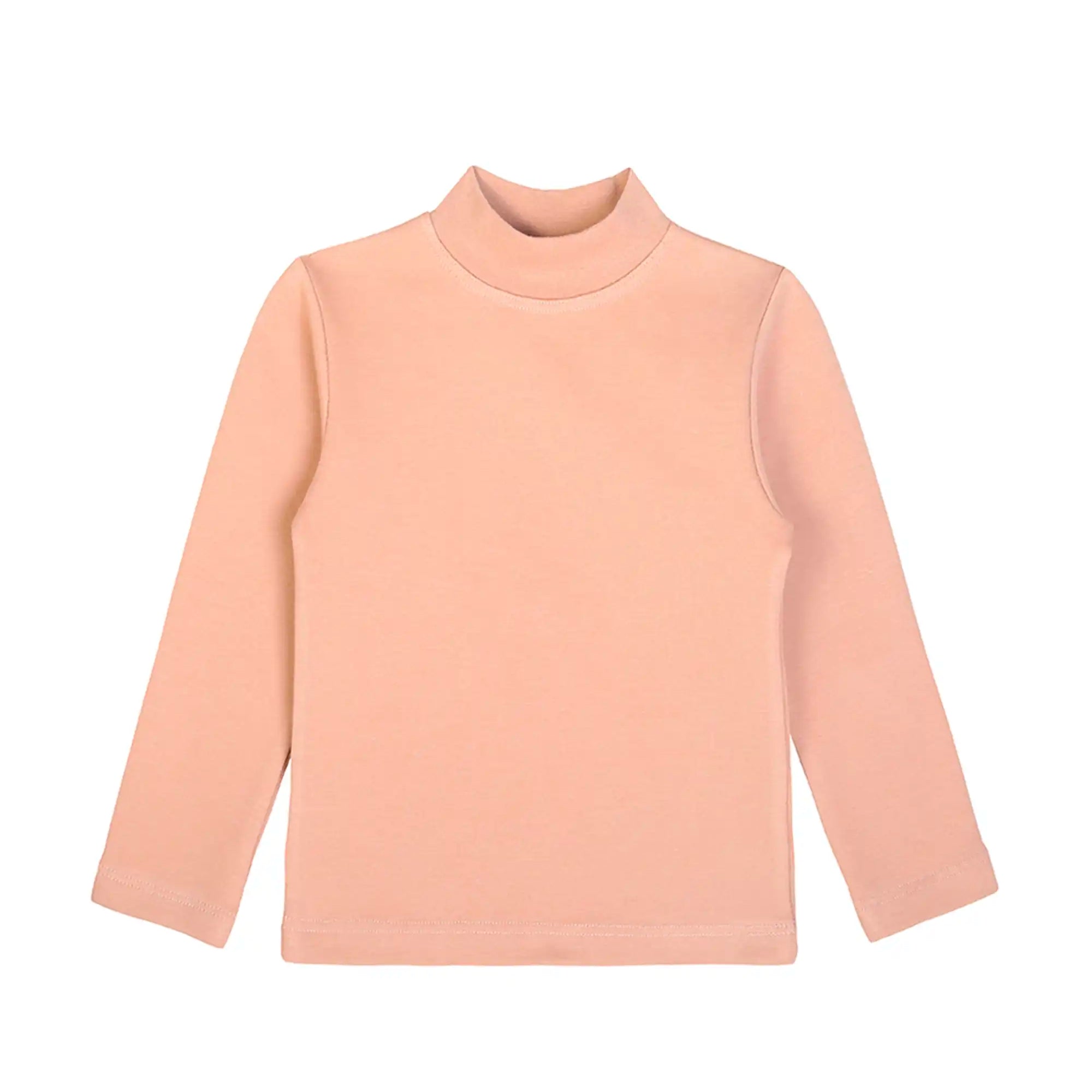 Girls' Basic Mock Turtleneck Long Sleeve Cotton Solid T-Shirt