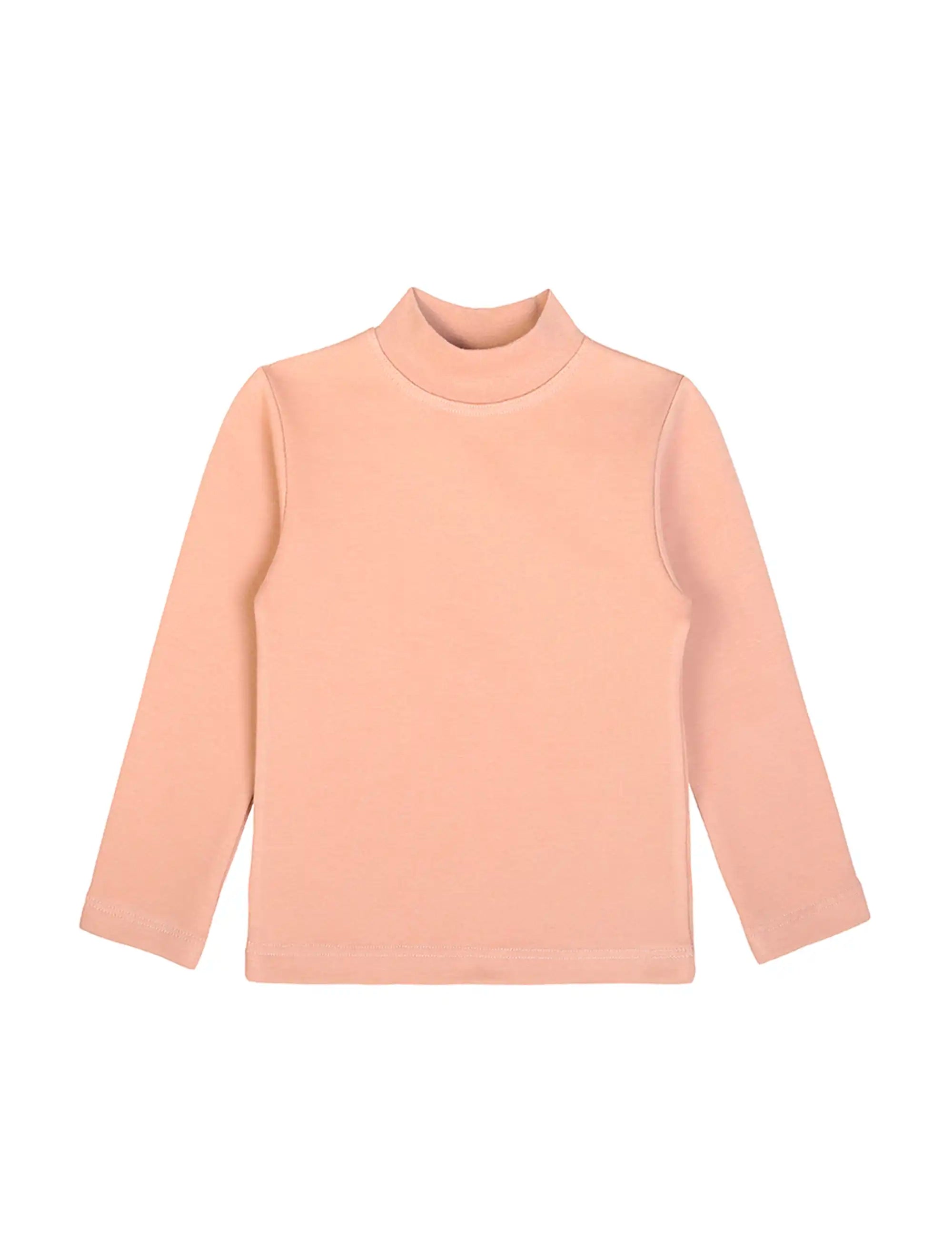 Girls' Basic Mock Turtleneck Long Sleeve Cotton Solid T-Shirt