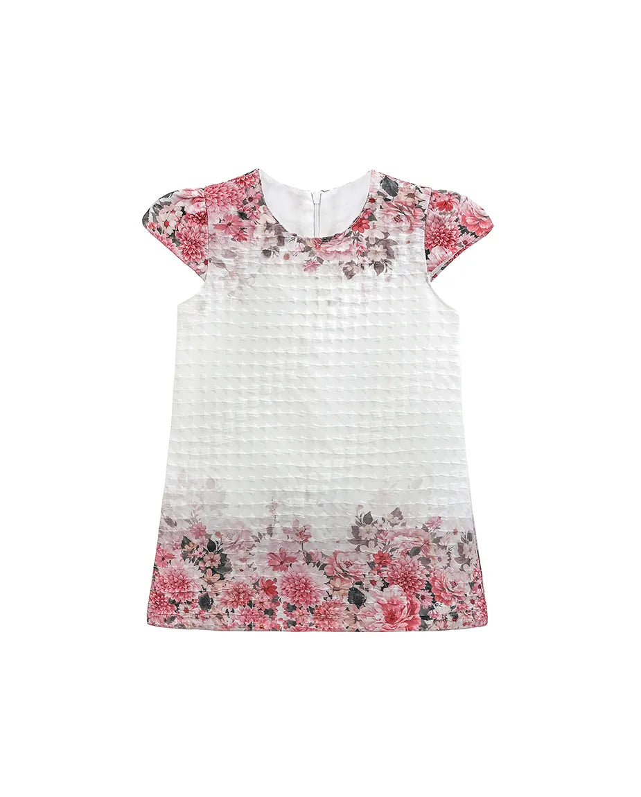 Little Girls Floral Short Sleeve Summer Dress