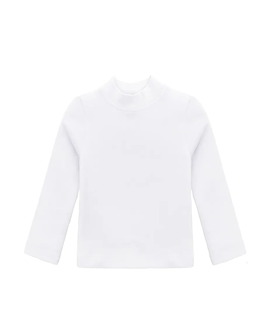 Toddler Cotton Long Sleeve Basic Mock-Neck T-Shirt