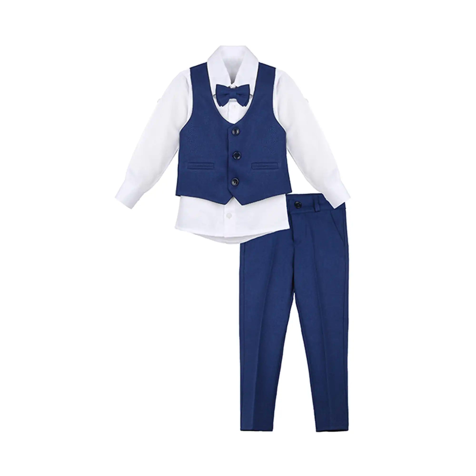 Boys Formal Suit 4 Piece Vest, Pants and Tie Dresswear Suit Set