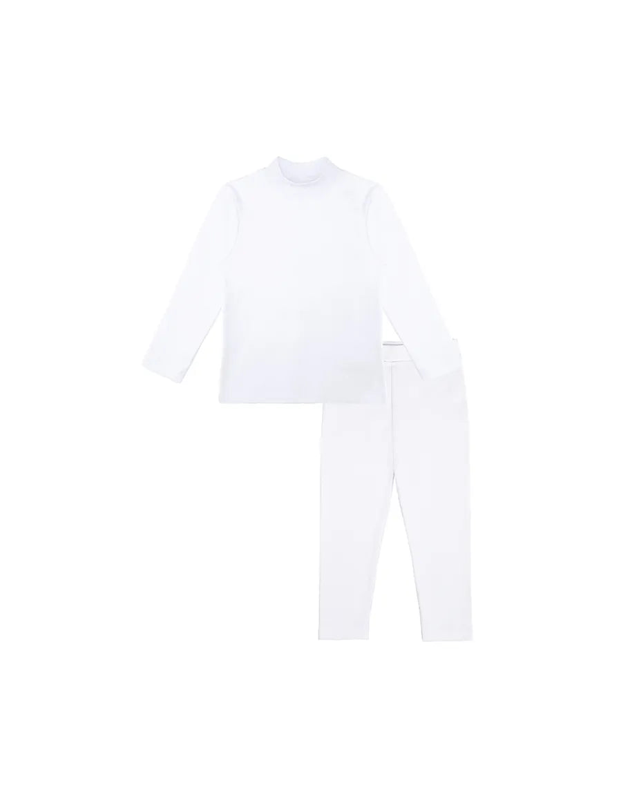 Big Girls Cotton Basic Mock-Neck Shirt & Leggings Set