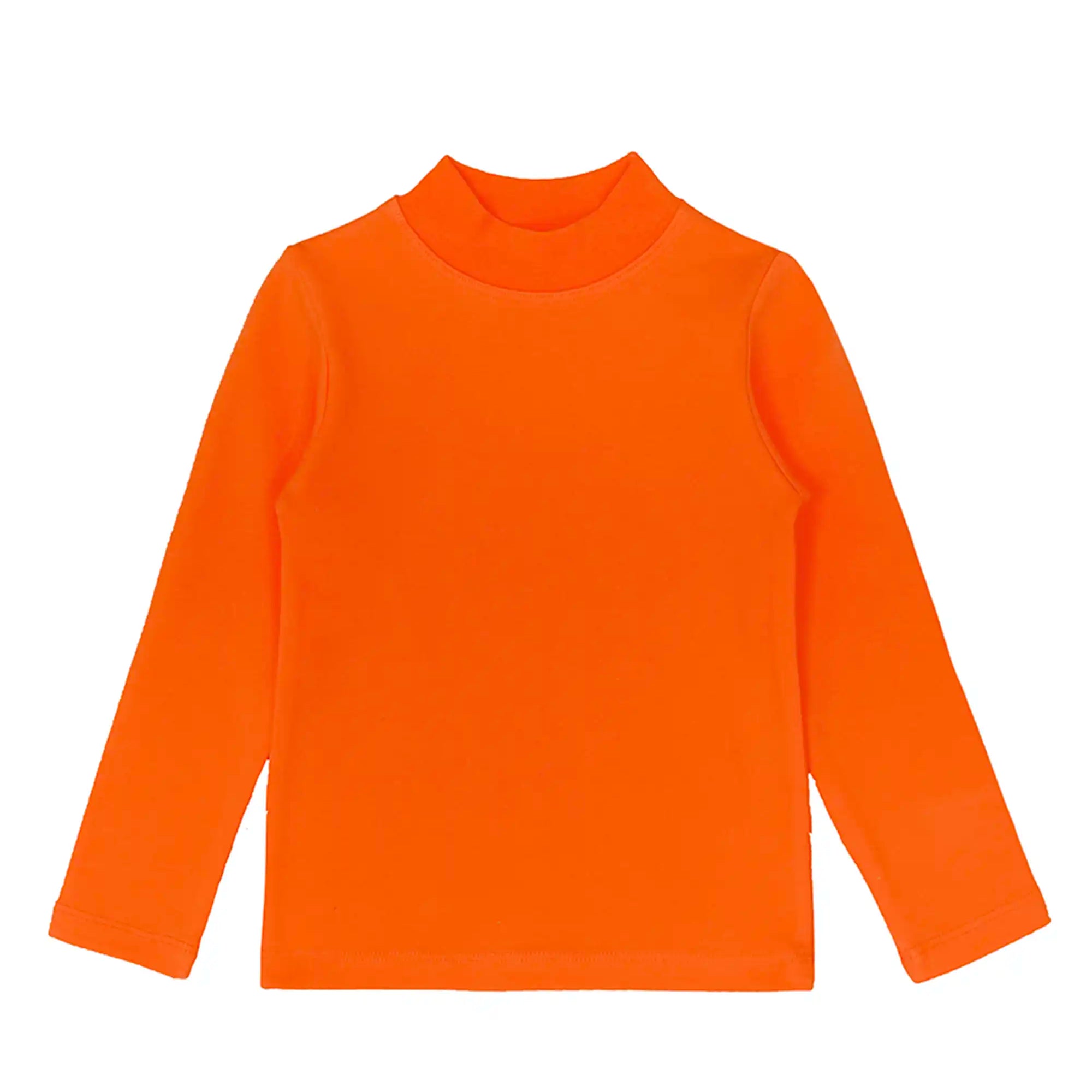 Girls' Basic Mock Turtleneck Long Sleeve Cotton Solid T-Shirt