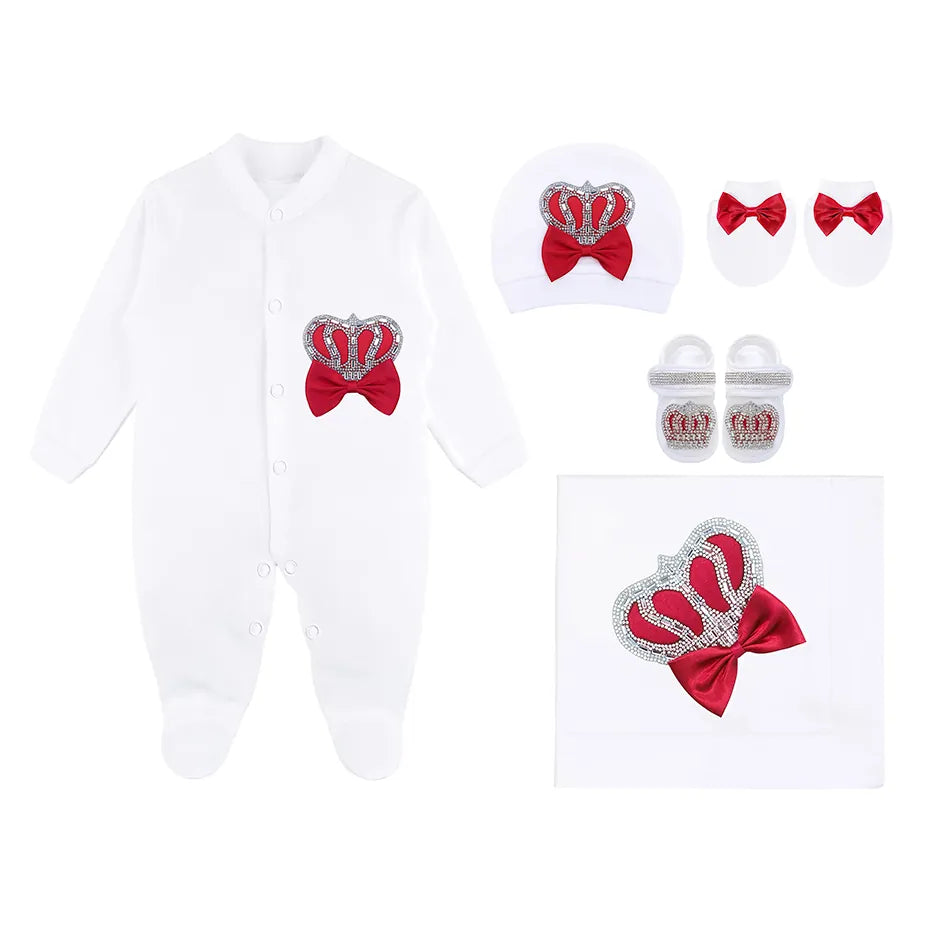 Baby Boy Newborn Crown Jewels Layette 5 Piece Gift Set