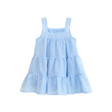 Toddler Cotton Layered Square Neckline Dress