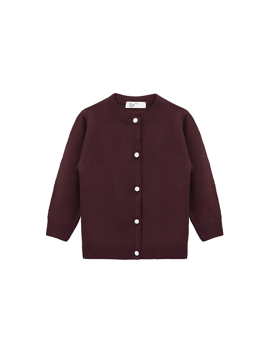 Girls Knit Pearl Buttoned Cardigan Sweater