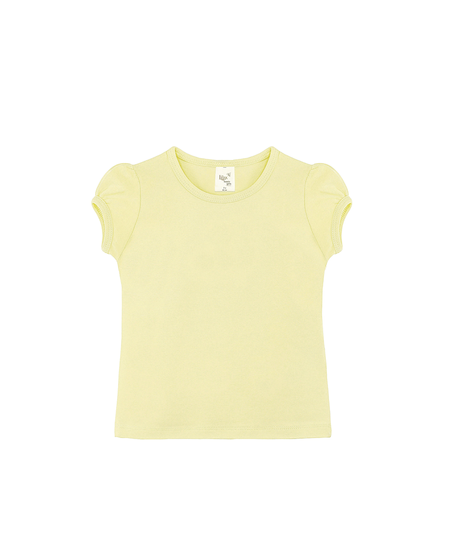Big Girls Cotton Puff Sleeve Solid Crewneck T-Shirt