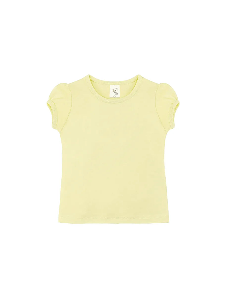 Big Girls Cotton Puff Sleeve Basic Crewneck T-Shirt