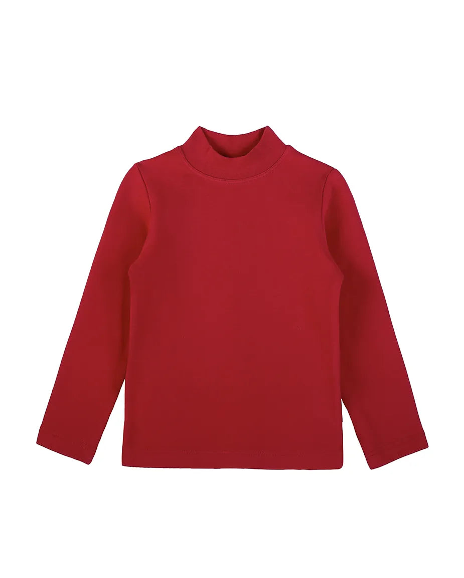Toddler Cotton Long Sleeve Basic Mock-Neck T-Shirt