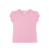 Girls' Basic Cotton T-Shirt  Short Puff Sleeve Crewneck / Toddler