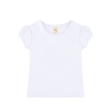 Girls' Basic Cotton T-Shirt  Short Puff Sleeve Crewneck / Toddler