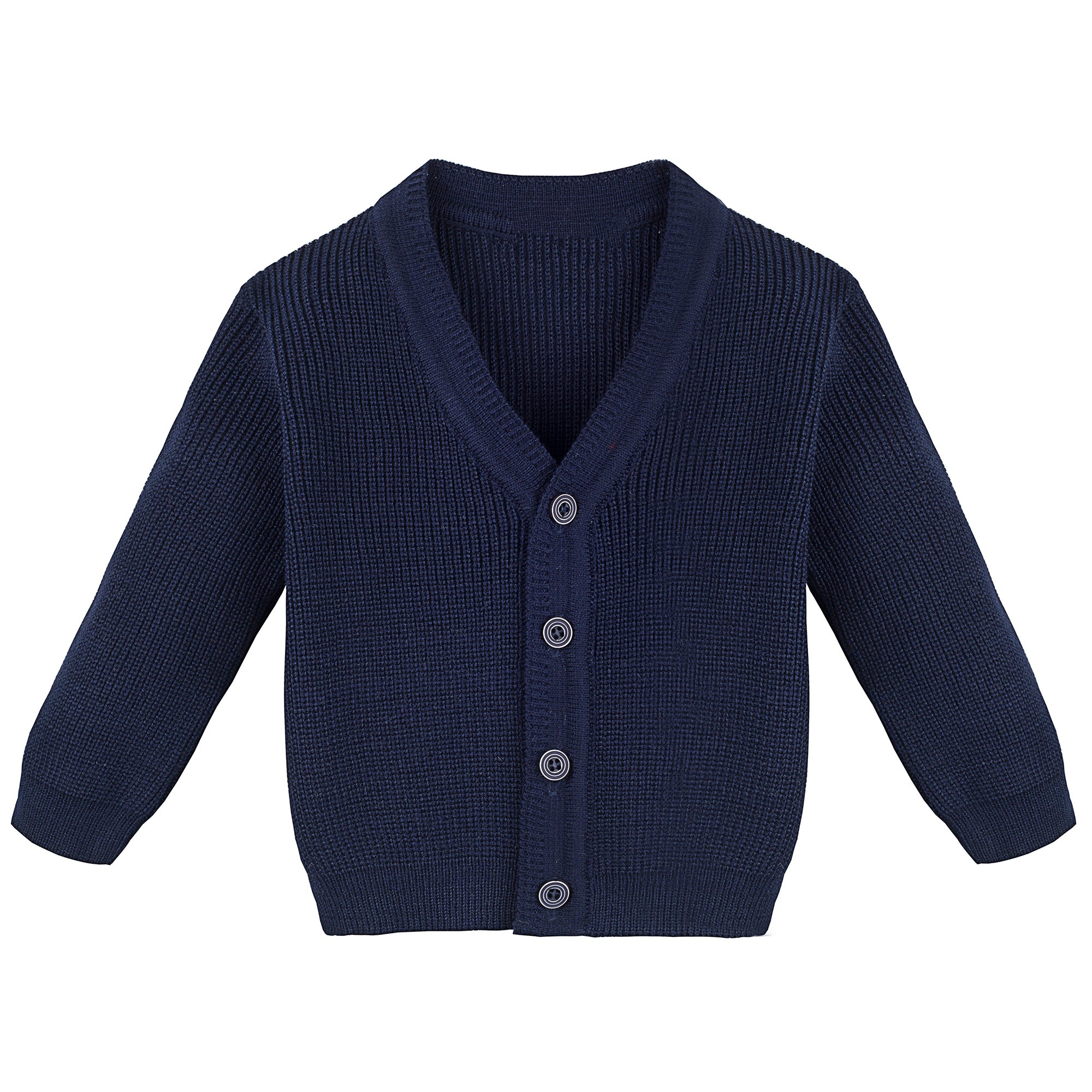 Boys' ribbed knit v-neck four buttoned cardigan; perfect for baby boy clothes & christmas gift ideas
