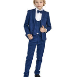 Boys 5-Piece Slim Fit Textured Suit Set