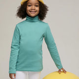 Toddler Cotton Long Sleeve Solid Turtleneck T-Shirt