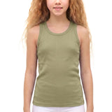 Girls' Soft Solid Cotton Blend Racerback Tank Top