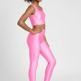 Girls Shiny High Waisted Leggings – Dance & Gymnastics Stretch Tights