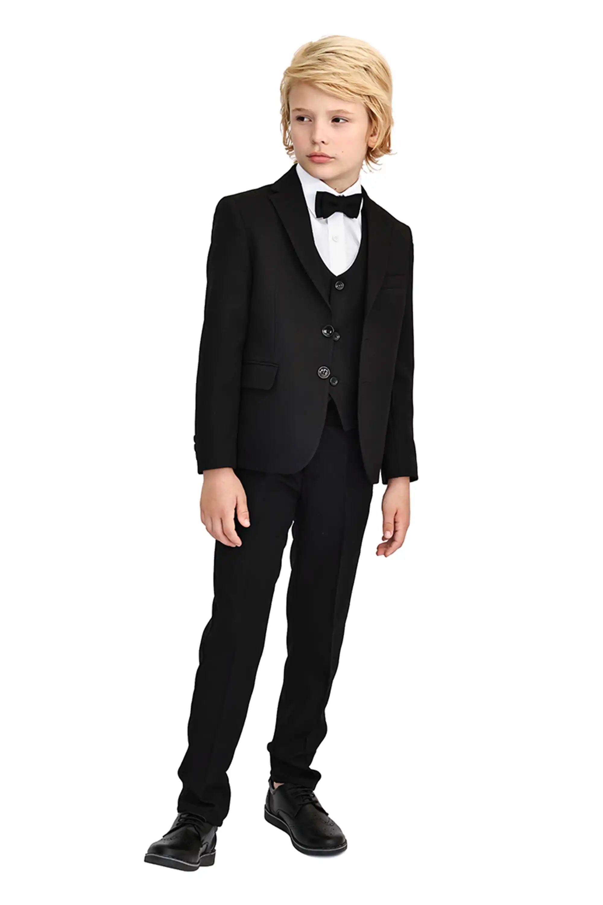 Little & Youth Boys Suit Set - Formal Jacket, Vest, Pants, Shirt, and Matching Bowtie - 5 Piece Ensemble Beige / 7Y Little & Youth Boys Suit Set - Formal Jacket, Vest, Pants, Shirt, and Matching Bowtie - 5 Piece Ensemble Beige / 7Y