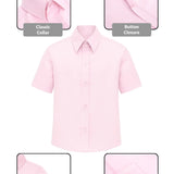 Lilax Boys Classic Short Sleeve Button Down Casual Solid Dress Shirt