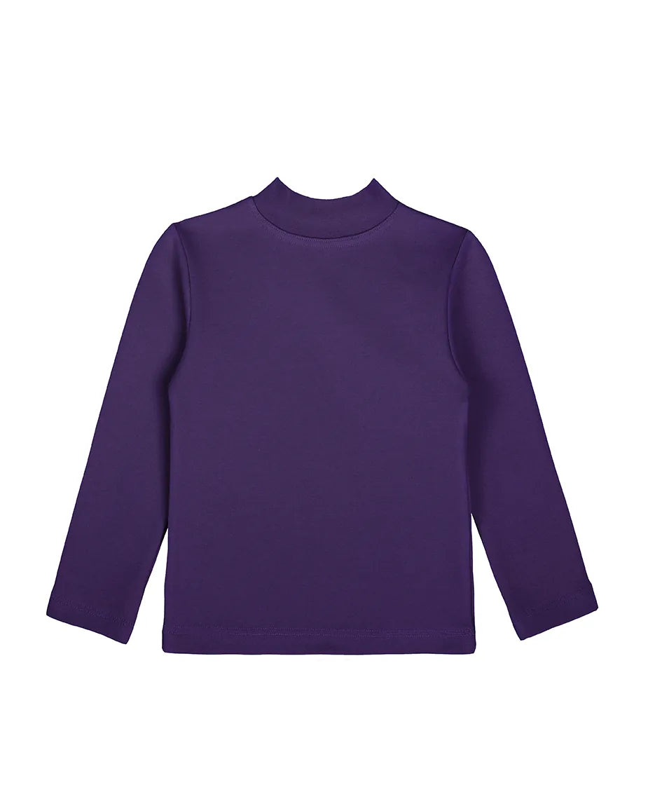 Toddler Cotton Long Sleeve Basic Mock-Neck T-Shirt