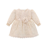 Baby Girls' Lace Floral Embroidered Dress with Matching Shoes Christening Baptism Dress