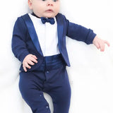 Baby Boy Footie Tuxedo Outfit with Bow Tie for Christmas Holidays - The Perfect Gentleman Look
