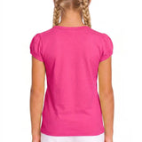 Girls' Basic Short Puff Sleeve Round Neck Cotton T-Shirt