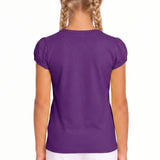 Girls' Basic Short Puff Sleeve Round Neck Cotton T-Shirt
