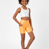 Lilax Girls Athletic Shorts with Pocket High Waisted Biker Shorts for Dance Yoga Gymnastics