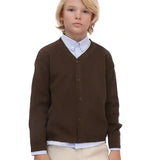 Lilax Little Boys Basic Long Sleeve V-Neck Classic Knit Cardigan Sweater