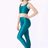 Girls Shiny High Waisted Leggings – Dance & Gymnastics Stretch Tights