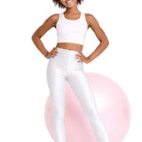Girls Shiny High Waisted Leggings – Dance & Gymnastics Stretch Tights