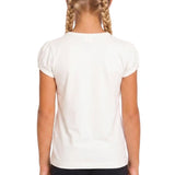 Girls' Basic Short Puff Sleeve Round Neck Cotton T-Shirt