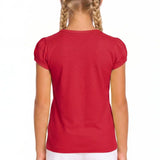 Girls' Basic Short Puff Sleeve Round Neck Cotton T-Shirt