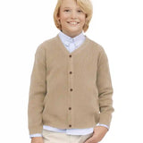 Lilax Little Boys Basic Long Sleeve V-Neck Classic Knit Cardigan Sweater
