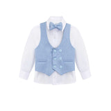 Toddler & Youth Boys 4 Piece Formal Suit Set V-Neck Vest White Dress Shirt Dress Pants and Bowtie 6-12 Years