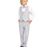 Little & Youth Boys Suit Set - Formal Suit Vest, White Dress Shirt, Dress Pants, and Bowtie - 4-Piece