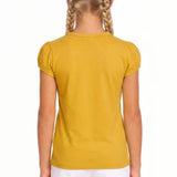 Girls' Basic Short Puff Sleeve Round Neck Cotton T-Shirt