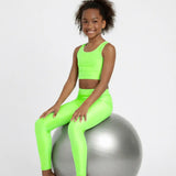 Girls Shiny High Waisted Leggings – Dance & Gymnastics Stretch Tights