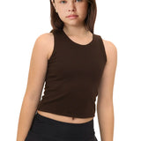 Girls' Double Lined Sleeveless Basic Crop Tank Top