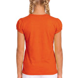 Girls' Basic Short Puff Sleeve Round Neck Cotton T-Shirt