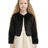 Girls Cozy Long Sleeve Crew Neck Dress Coat