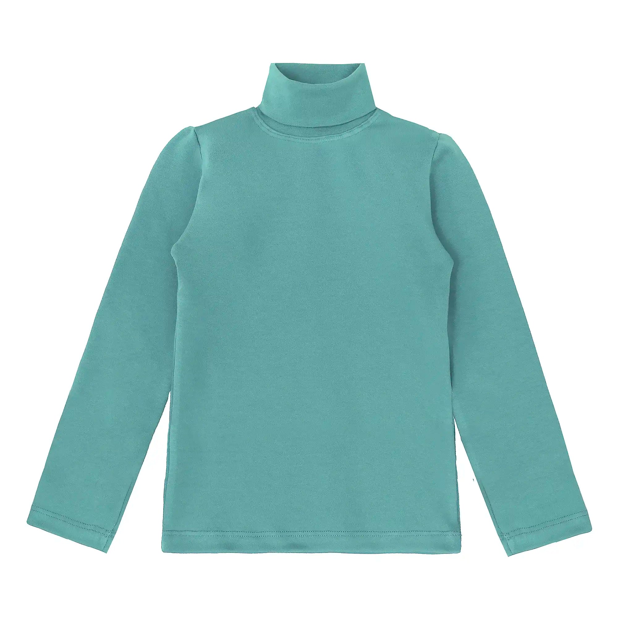 Girls' Basic Long Sleeve Turtleneck Cotton T-Shirt
