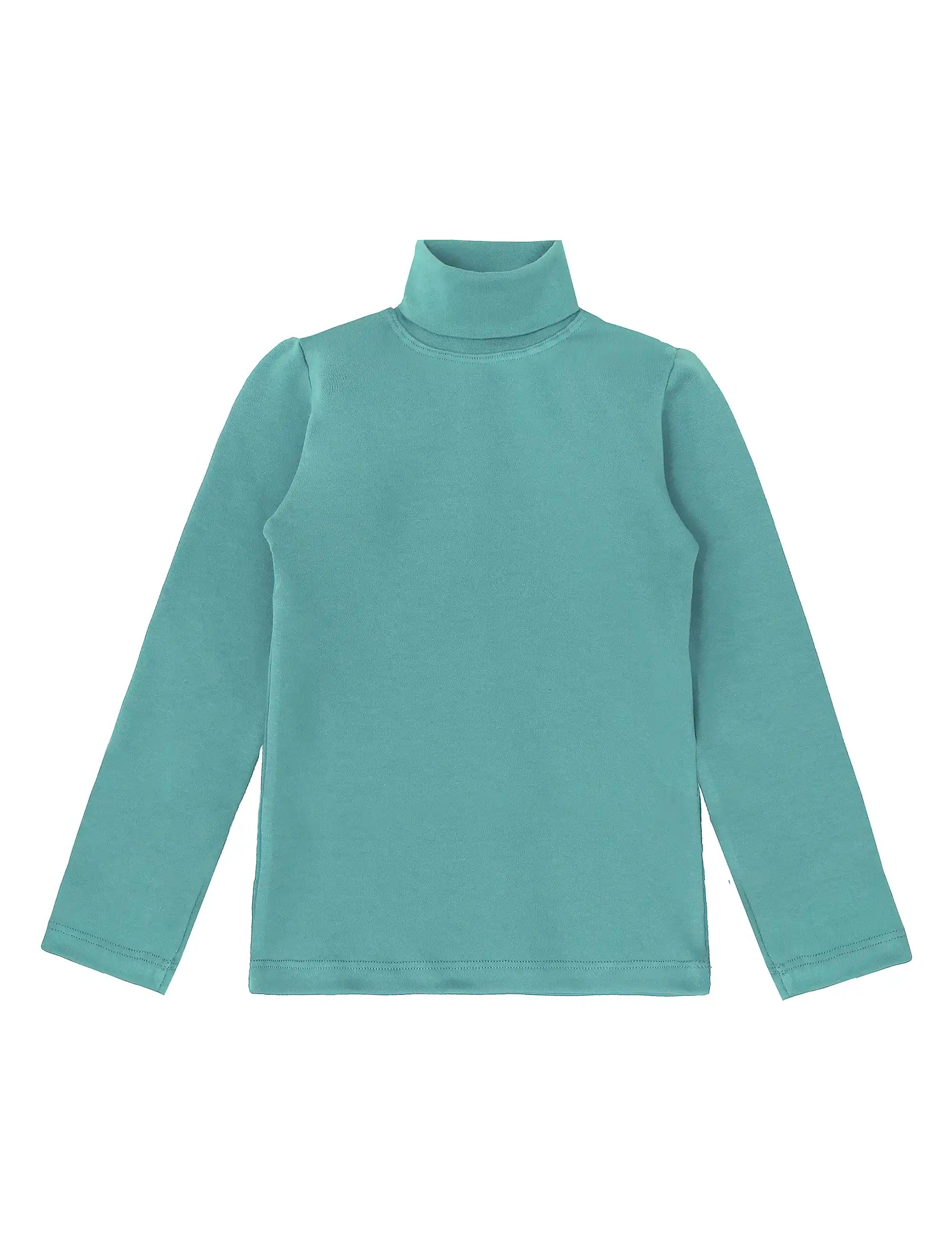 Girls' Basic Long Sleeve Turtleneck Cotton T-Shirt