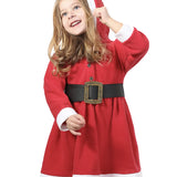 Girls Christmas Santa Sparkle Hood Red Dress